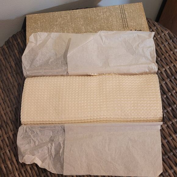 VINTAGE Mid-Cetury MCM Deadstock NIB Gogaware & Long Ivory Woven Fringe Scarf - Picture 5 of 9